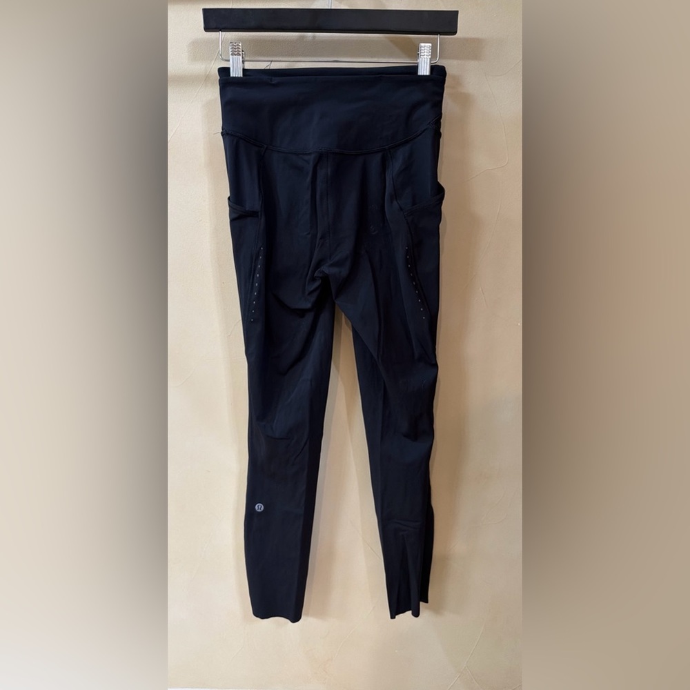 Lululemon Fast & Free 28” High Rise Leggings Black Nulux Reflective Woman’s  6